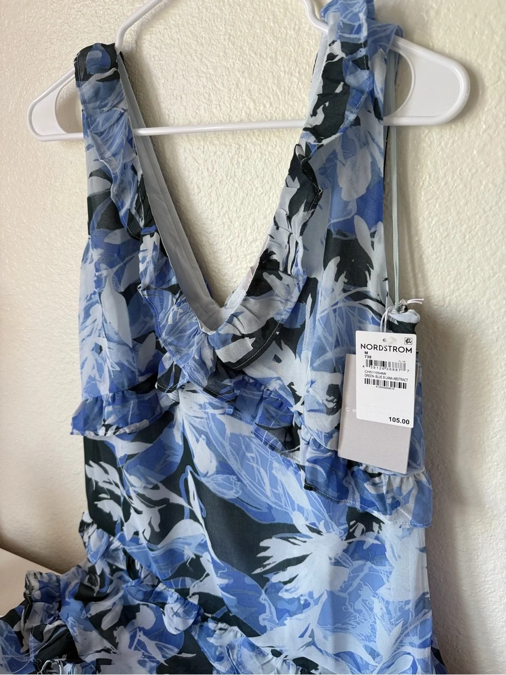 Chelsea28 Blue Floral Tiered Midi Skirt size M new